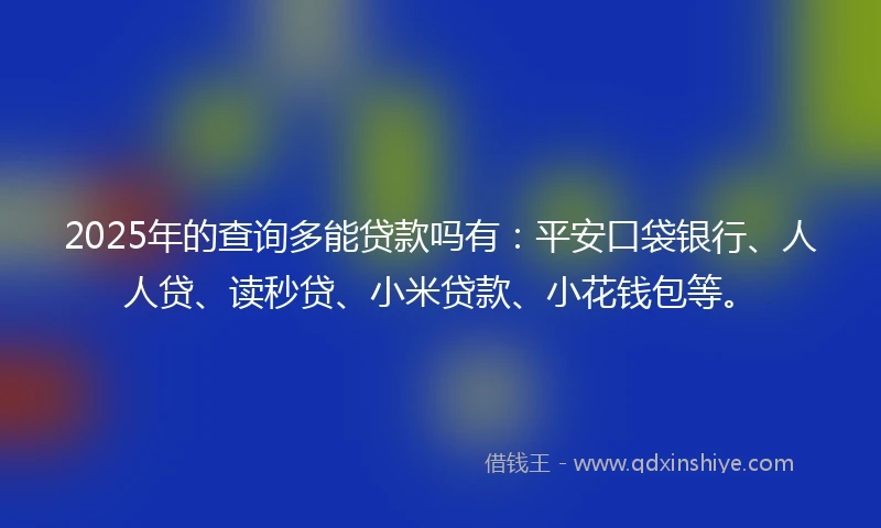 2025年的查询多能贷款吗有：平安口袋银行、人人贷、读秒贷、小米贷款、小花钱包等。
