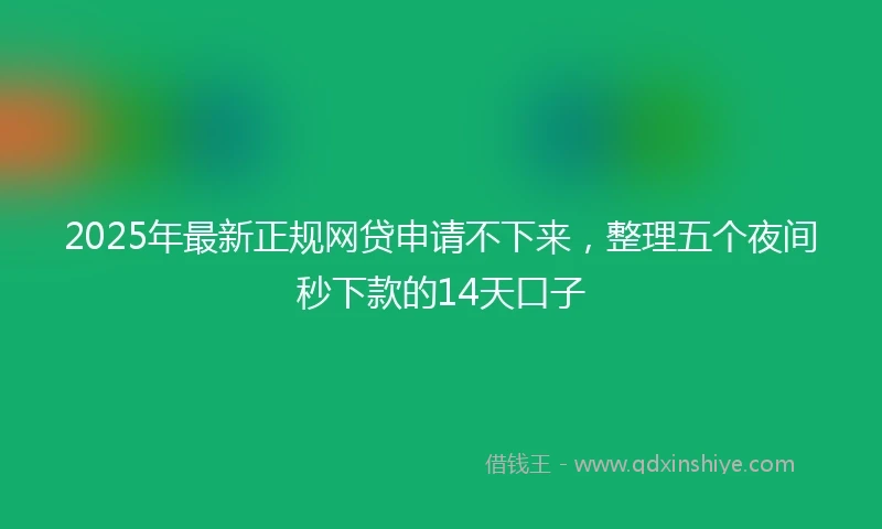 2025年最新正规网贷申请不下来，整理五个夜间秒下款的14天口子