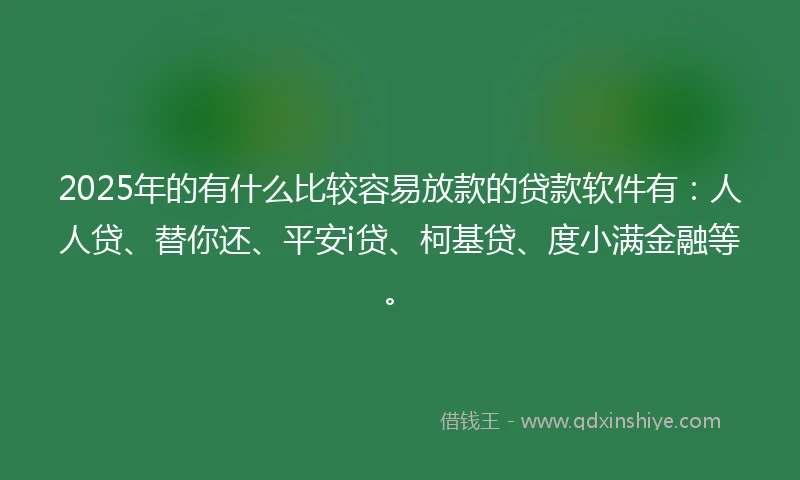 2025年的有什么比较容易放款的贷款软件有：人人贷、替你还、平安i贷、柯基贷、度小满金融等。