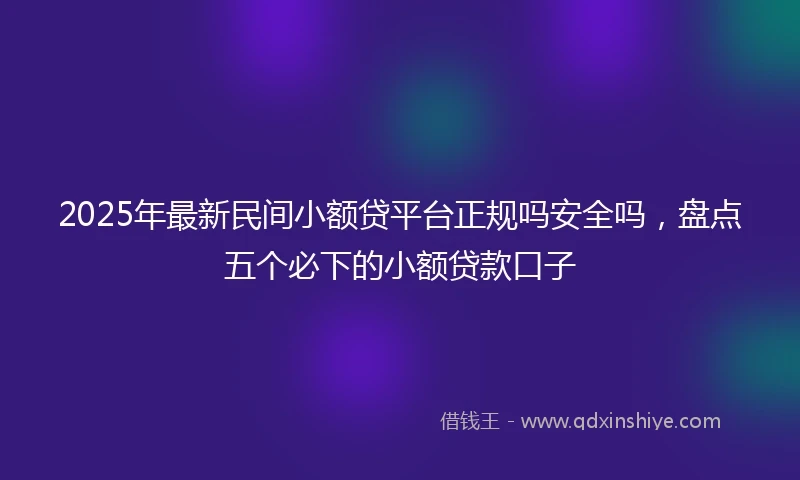 2025年最新民间小额贷平台正规吗安全吗，盘点五个必下的小额贷款口子