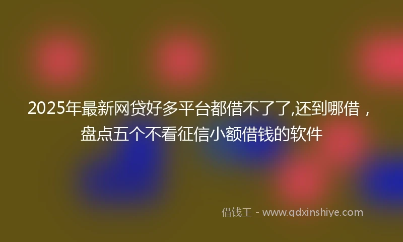 2025年最新网贷好多平台都借不了了,还到哪借，盘点五个不看征信小额借钱的软件