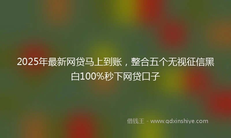 2025年最新网贷马上到账，整合五个无视征信黑白100%秒下网贷口子