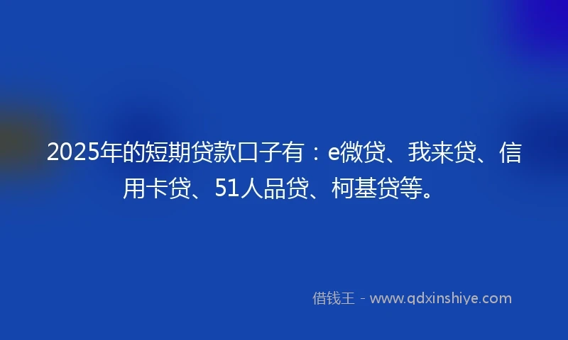 2025年的短期贷款口子有：e微贷、我来贷、信用卡贷、51人品贷、柯基贷等。