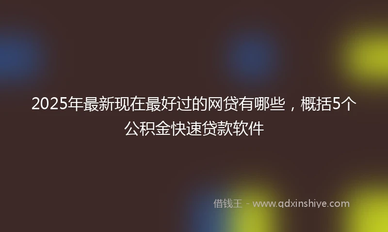 2025年最新现在最好过的网贷有哪些，概括5个公积金快速贷款软件
