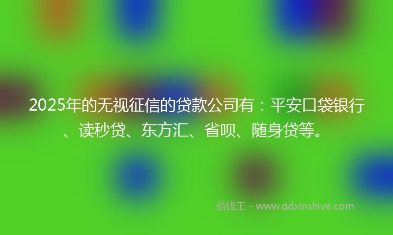 2025年的无视征信的贷款公司有：平安口袋银行、读秒贷、东方汇、省呗、随身贷等。