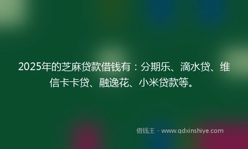2025年的芝麻贷款借钱有：分期乐、滴水贷、维信卡卡贷、融逸花、小米贷款等。