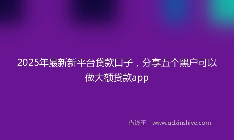 2025年最新新平台贷款口子，分享五个黑户可以做大额贷款app