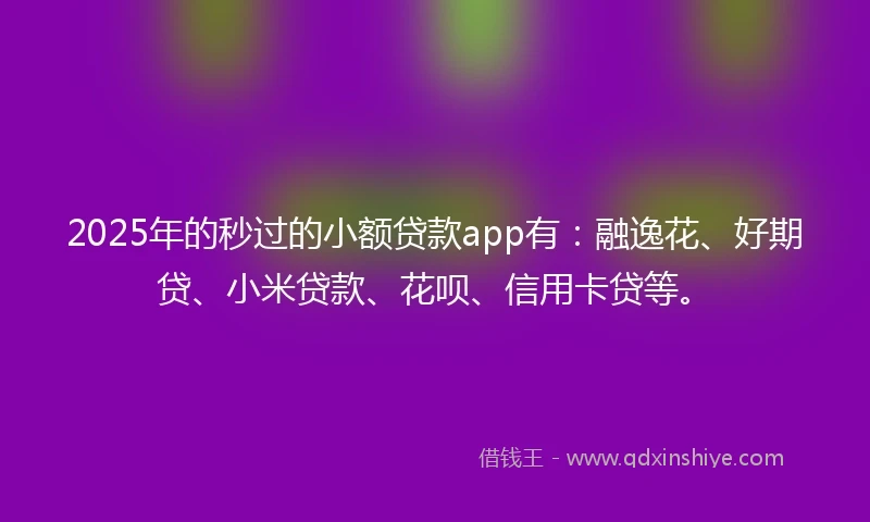 2025年的秒过的小额贷款app有：融逸花、好期贷、小米贷款、花呗、信用卡贷等。