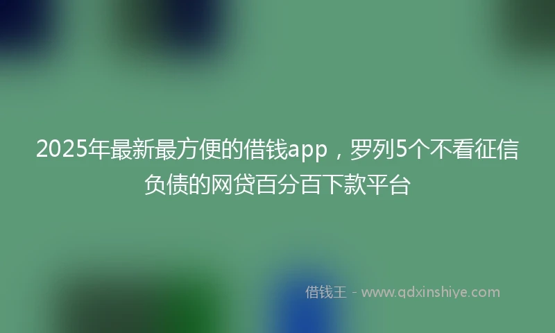 2025年最新最方便的借钱app，罗列5个不看征信负债的网贷百分百下款平台