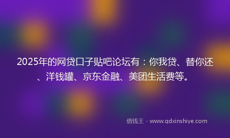 2025年的网贷口子贴吧论坛有：你我贷、替你还、洋钱罐、京东金融、美团生活费等。