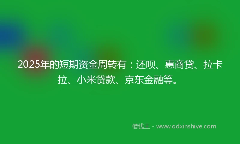 2025年的短期资金周转有：还呗、惠商贷、拉卡拉、小米贷款、京东金融等。