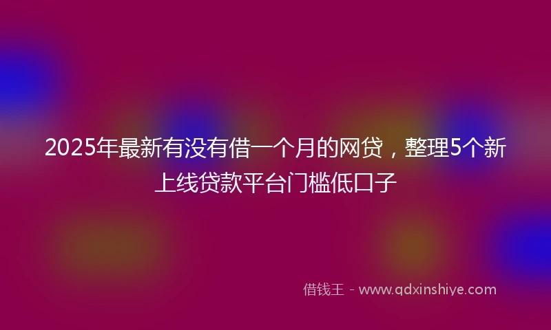 2025年最新有没有借一个月的网贷,整理5个新上线贷款平台门槛低口子