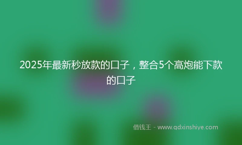 2025年最新秒放款的口子，整合5个高炮能下款的口子