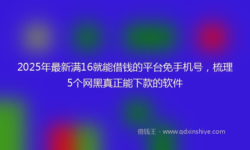 2025年最新满16就能借钱的平台免手机号，梳理5个网黑真正能下款的软件