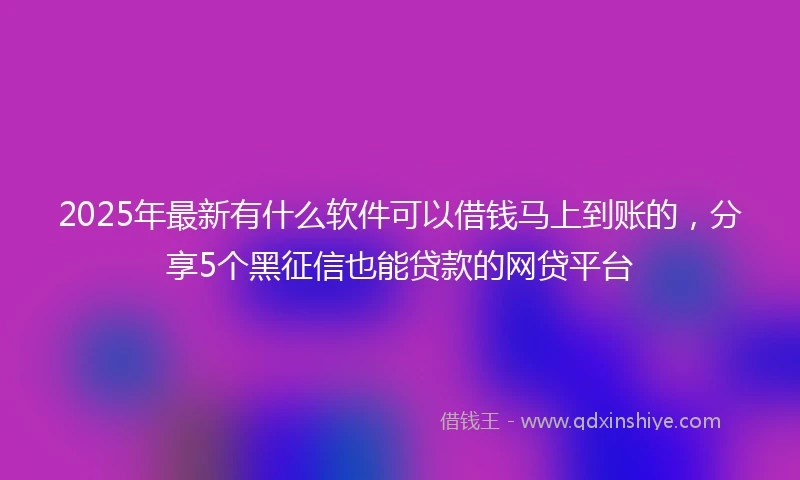 2025年最新有什么软件可以借钱马上到账的，分享5个黑征信也能贷款的网贷平台