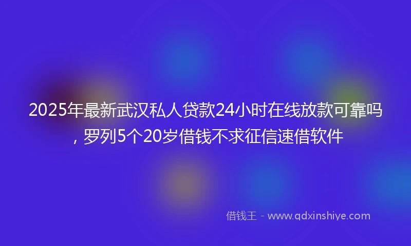 2025年最新武汉私人贷款24小时在线放款可靠吗，罗列5个20岁借钱不求征信速借软件