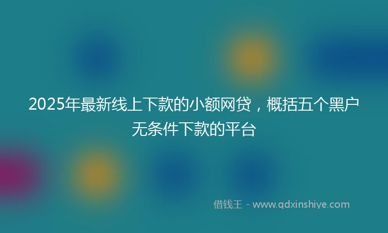 2025年最新线上下款的小额网贷，概括五个黑户无条件下款的平台