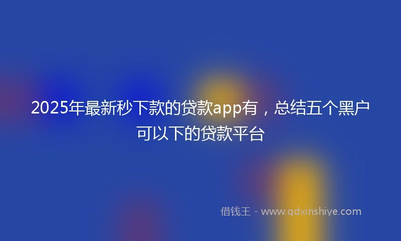 2025年最新秒下款的贷款app有，总结五个黑户可以下的贷款平台