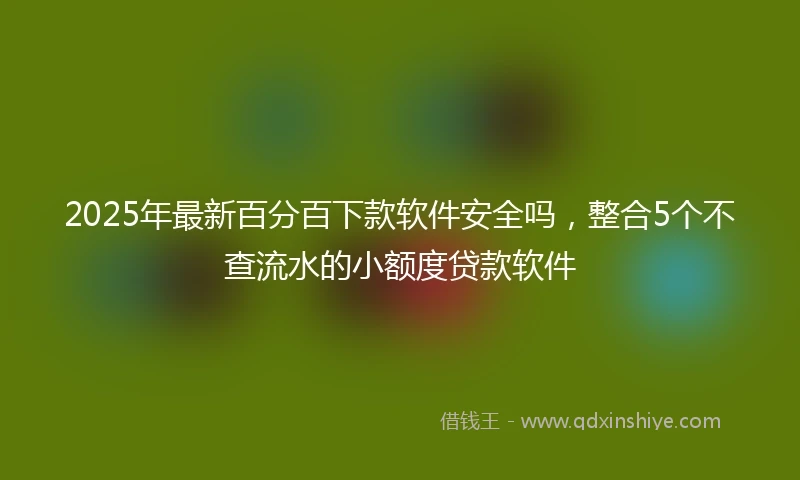2025年最新百分百下款软件安全吗，整合5个不查流水的小额度贷款软件