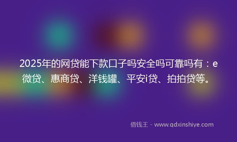 2025年的网贷能下款口子吗安全吗可靠吗有：e微贷、惠商贷、洋钱罐、平安i贷、拍拍贷等。