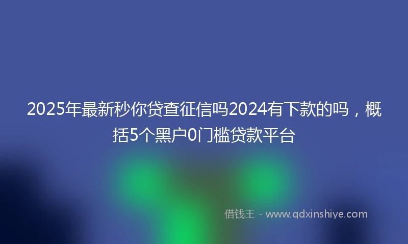 2025年最新秒你贷查征信吗2024有下款的吗，概括5个黑户0门槛贷款平台