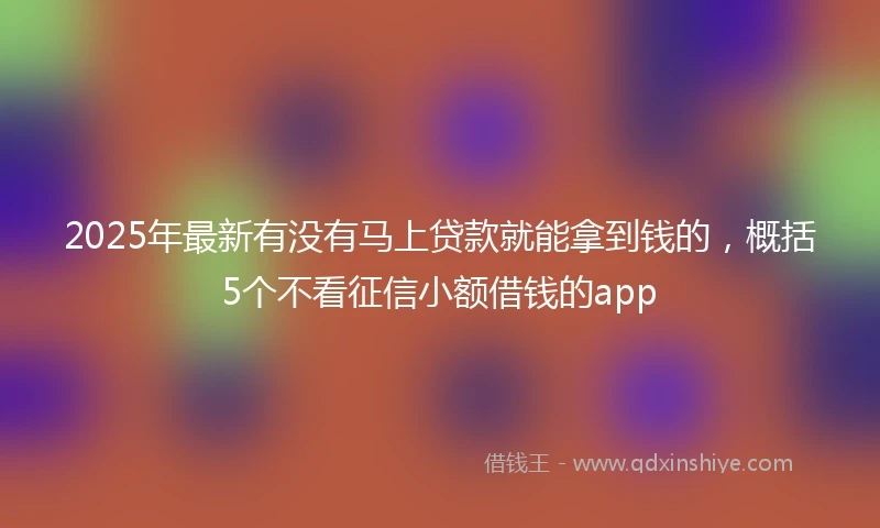 2025年最新有没有马上贷款就能拿到钱的，概括5个不看征信小额借钱的app