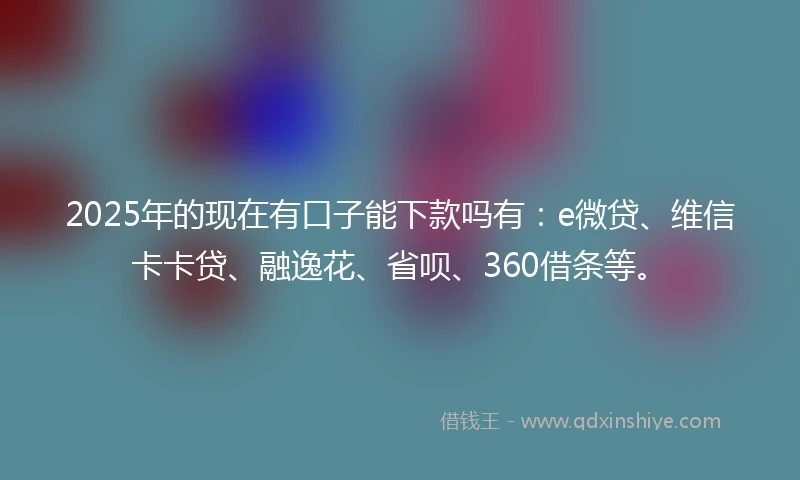 2025年的现在有口子能下款吗有：e微贷、维信卡卡贷、融逸花、省呗、360借条等。