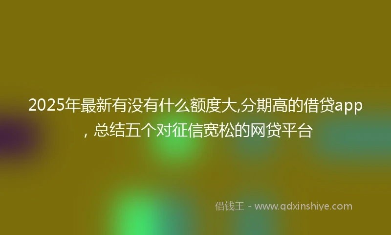 2025年最新有没有什么额度大,分期高的借贷app，总结五个对征信宽松的网贷平台