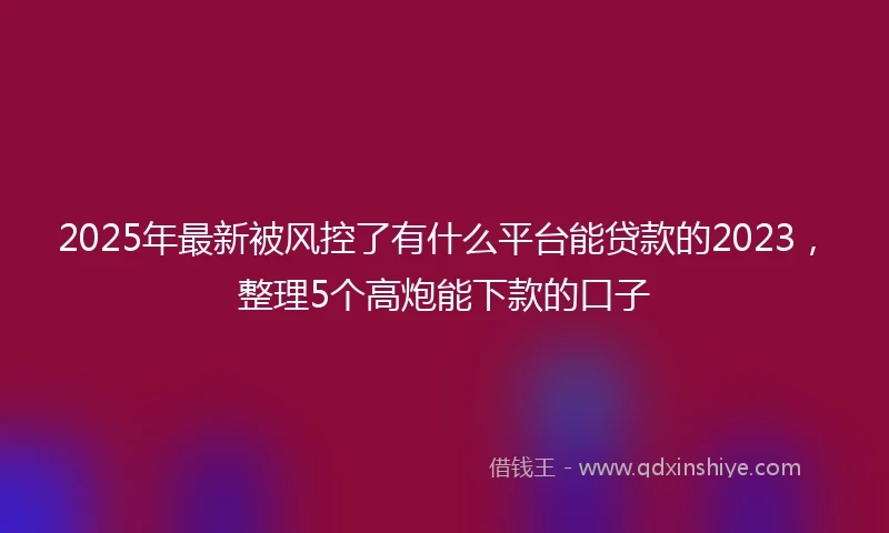 2025年最新被风控了有什么平台能贷款的2023，整理5个高炮能下款的口子