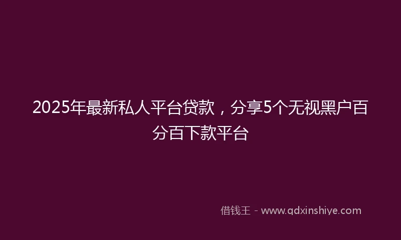 2025年最新私人平台贷款，分享5个无视黑户百分百下款平台