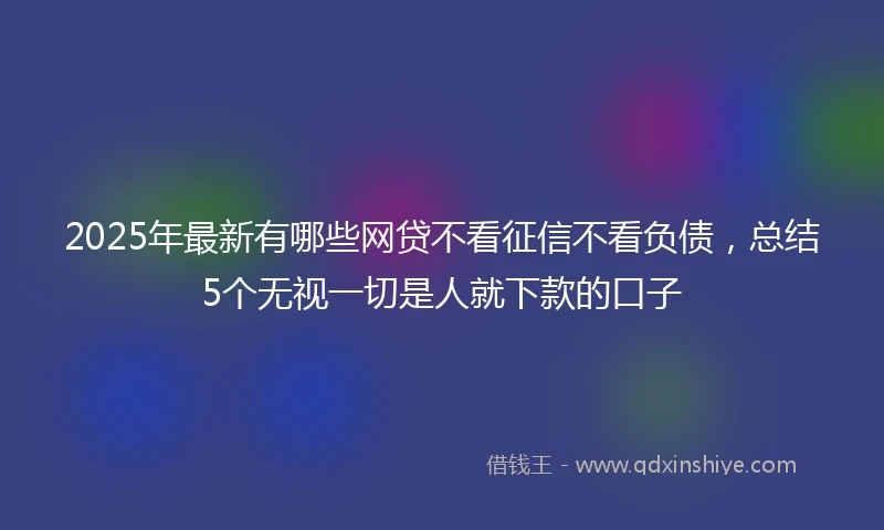 2025年最新有哪些网贷不看征信不看负债，总结5个无视一切是人就下款的口子