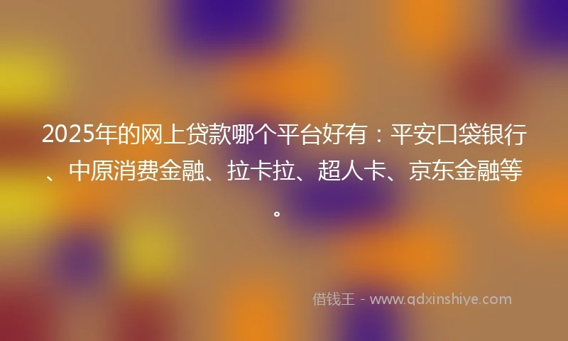 2025年的网上贷款哪个平台好有：平安口袋银行、中原消费金融、拉卡拉、超人卡、京东金融等。