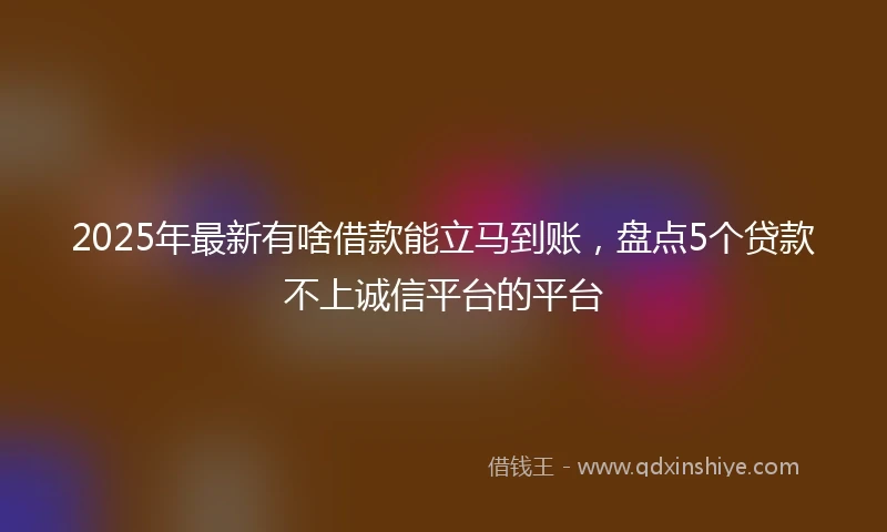 2025年最新有啥借款能立马到账，盘点5个贷款不上诚信平台的平台