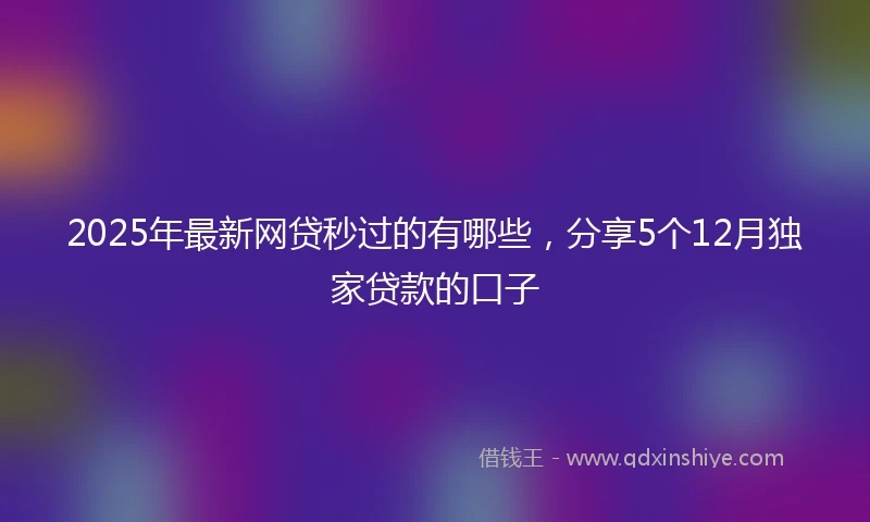 2025年最新网贷秒过的有哪些，分享5个12月独家贷款的口子