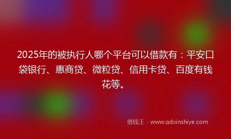 2025年的被执行人哪个平台可以借款有：平安口袋银行、惠商贷、微粒贷、信用卡贷、百度有钱花等。