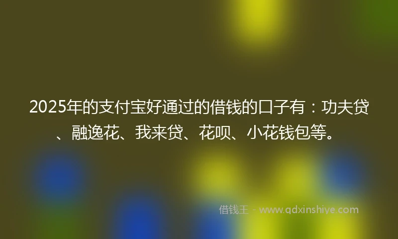 2025年的支付宝好通过的借钱的口子有：功夫贷、融逸花、我来贷、花呗、小花钱包等。