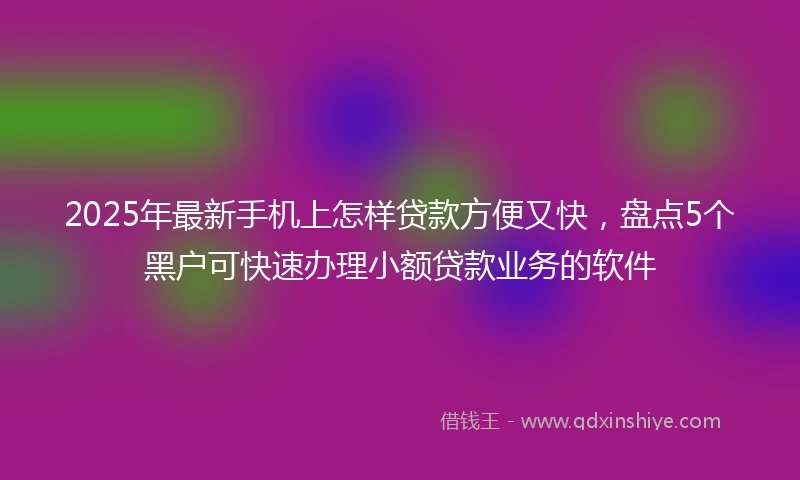 2025年最新手机上怎样贷款方便又快，盘点5个黑户可快速办理小额贷款业务的软件