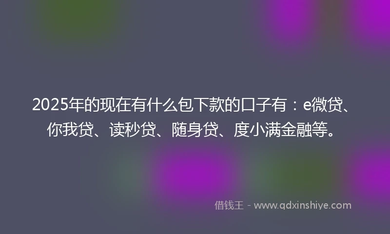 2025年的现在有什么包下款的口子有：e微贷、你我贷、读秒贷、随身贷、度小满金融等。