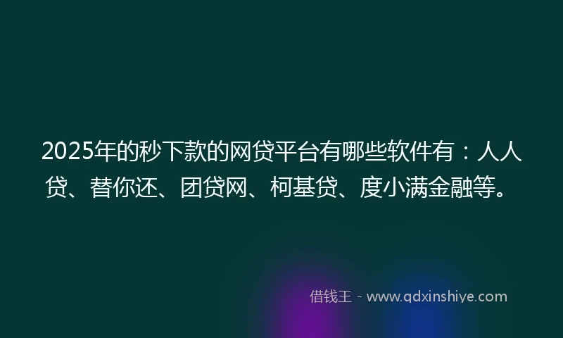 2025年的秒下款的网贷平台有哪些软件有：人人贷、替你还、团贷网、柯基贷、度小满金融等。