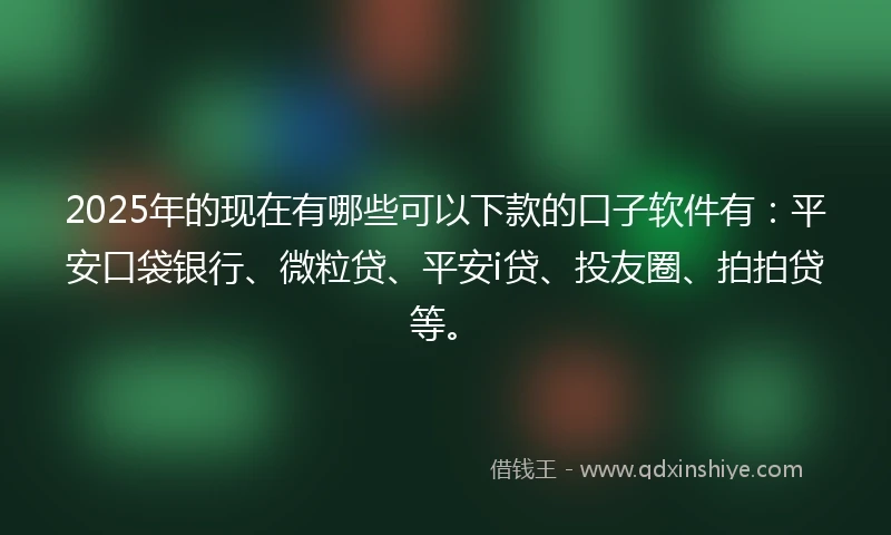 2025年的现在有哪些可以下款的口子软件有：平安口袋银行、微粒贷、平安i贷、投友圈、拍拍贷等。