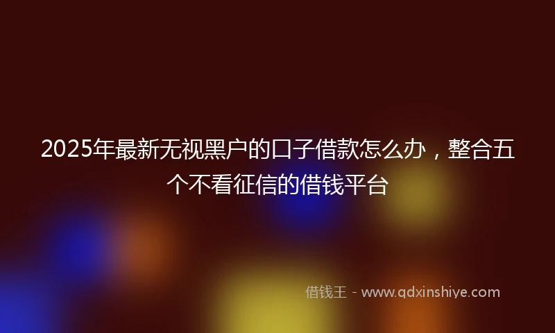 2025年最新无视黑户的口子借款怎么办，整合五个不看征信的借钱平台
