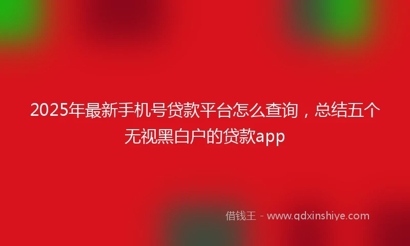 2025年最新手机号贷款平台怎么查询，总结五个无视黑白户的贷款app