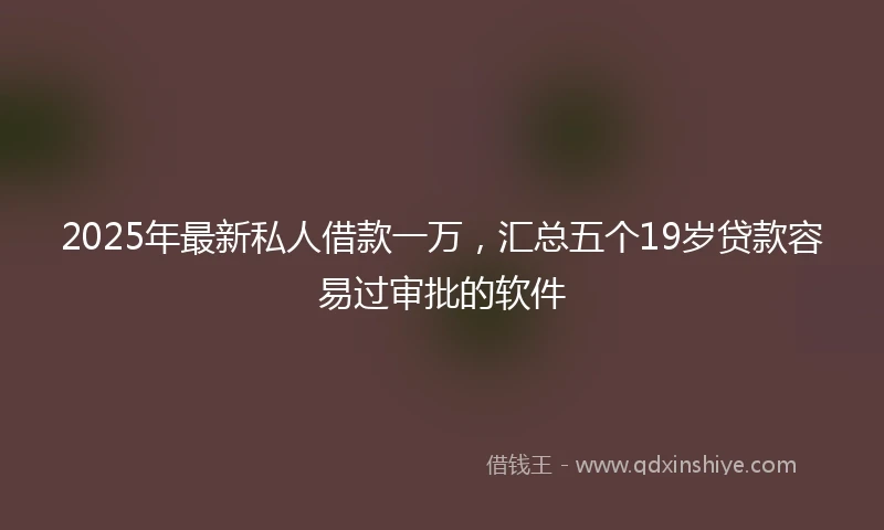 2025年最新私人借款一万，汇总五个19岁贷款容易过审批的软件
