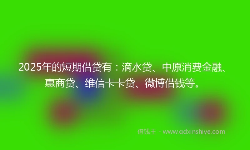 2025年的短期借贷有：滴水贷、中原消费金融、惠商贷、维信卡卡贷、微博借钱等。