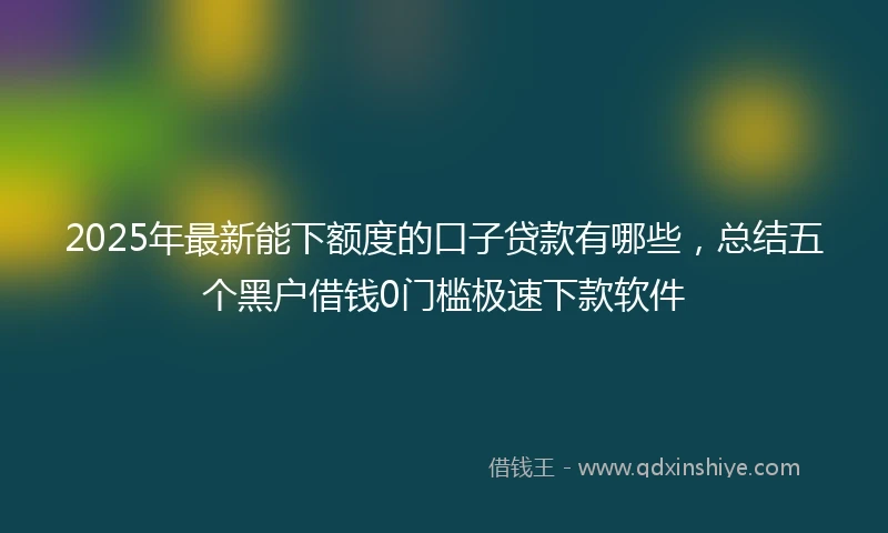 2025年最新能下额度的口子贷款有哪些，总结五个黑户借钱0门槛极速下款软件
