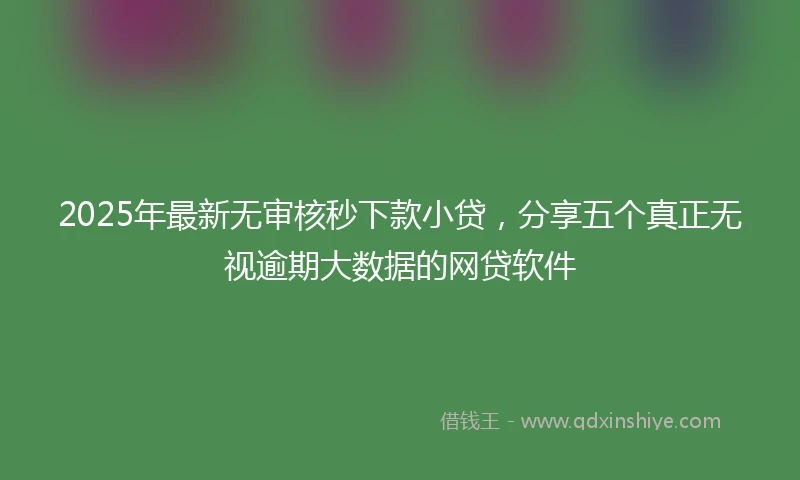 2025年最新无审核秒下款小贷，分享五个真正无视逾期大数据的网贷软件