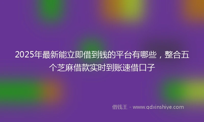 2025年最新能立即借到钱的平台有哪些，整合五个芝麻借款实时到账速借口子