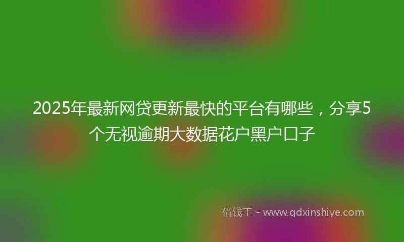 2025年最新网贷更新最快的平台有哪些,分享5个无视逾期大数据花户黑户口子