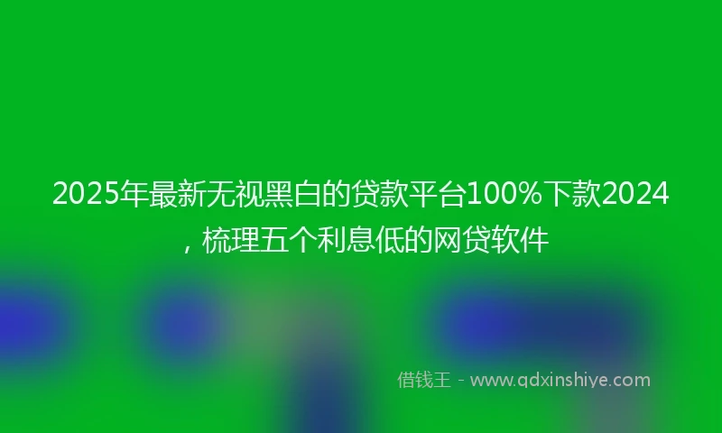 2025年最新无视黑白的贷款平台100%下款2024，梳理五个利息低的网贷软件