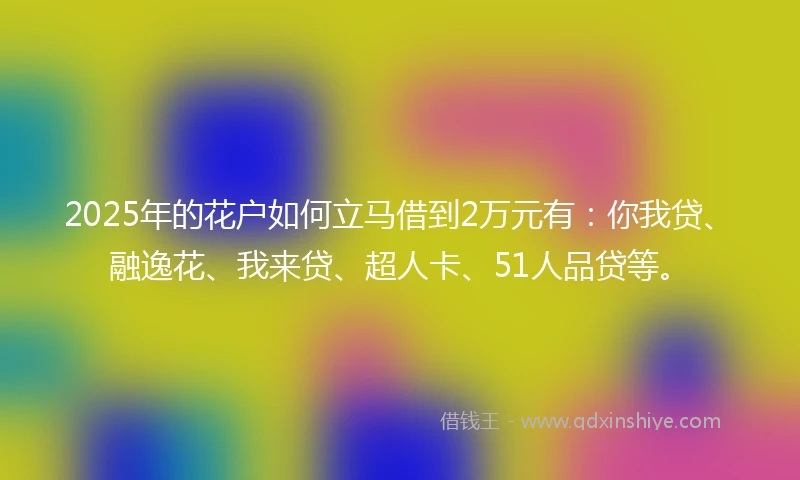 2025年的花户如何立马借到2万元有：你我贷、融逸花、我来贷、超人卡、51人品贷等。